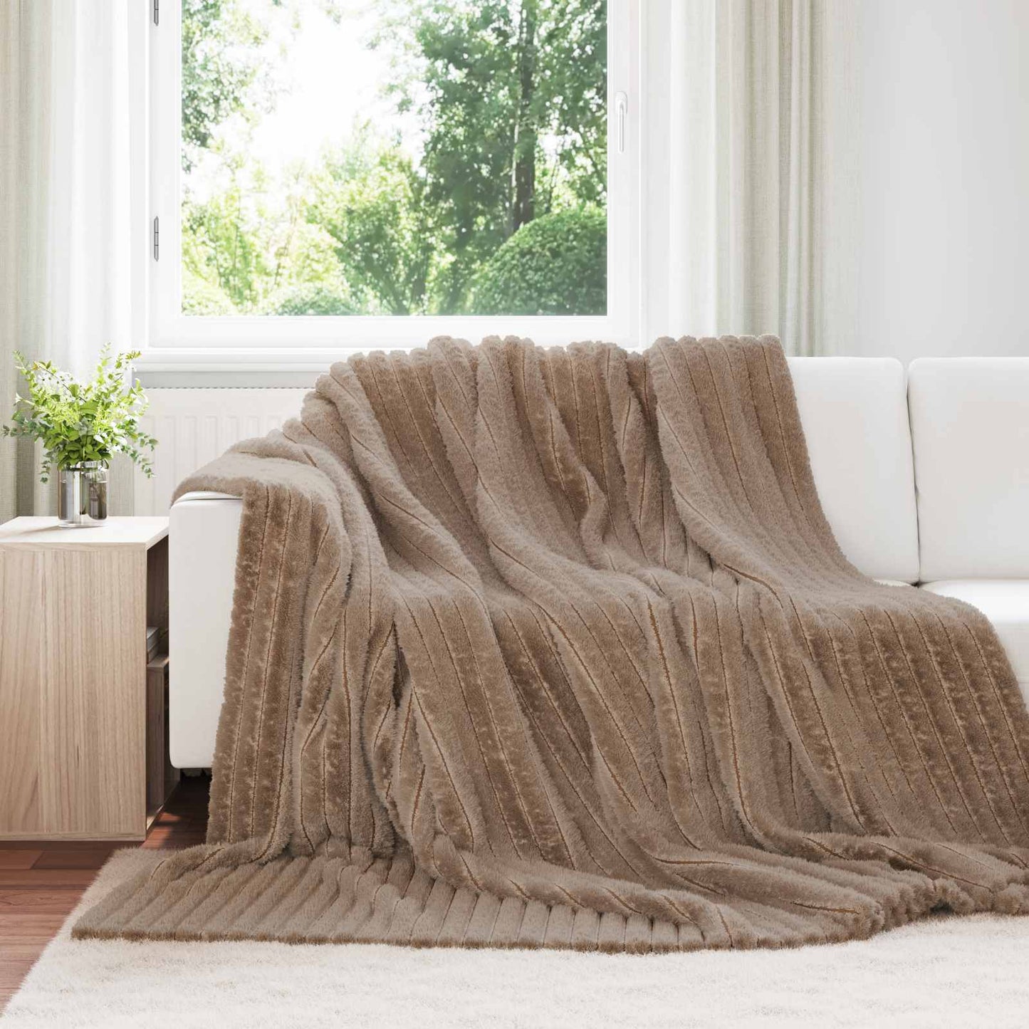 Throw Blanket Camel 270 x 240 cm Fleece