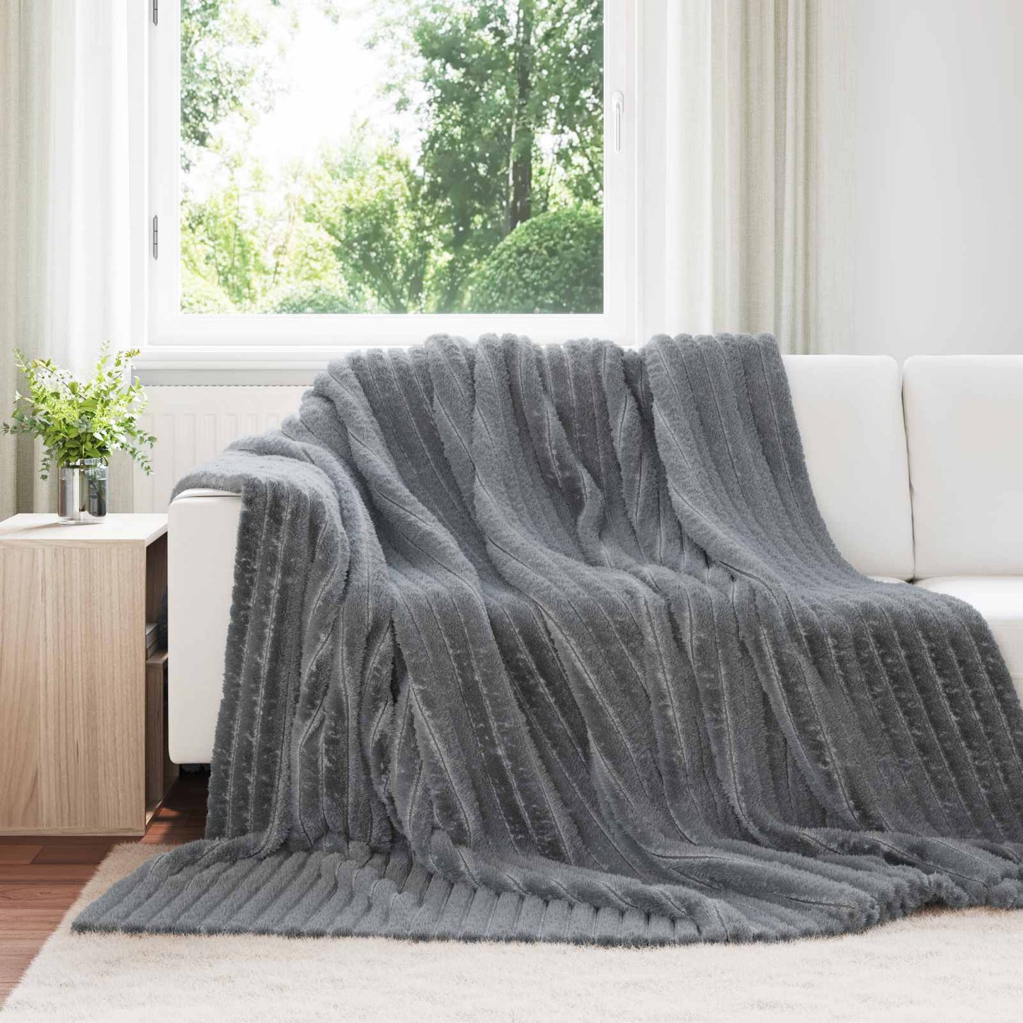 Throw Blanket Dark Grey 270 x 240 cm Fleece