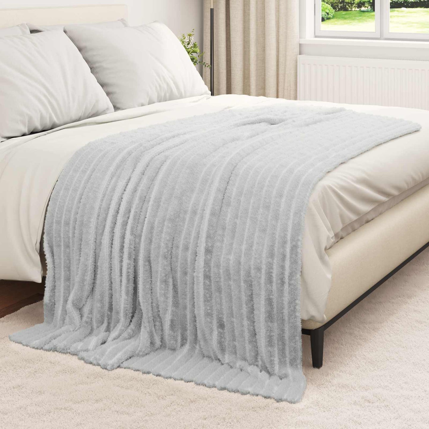 Throw Blanket Grey 200 x 150 cm Fleece