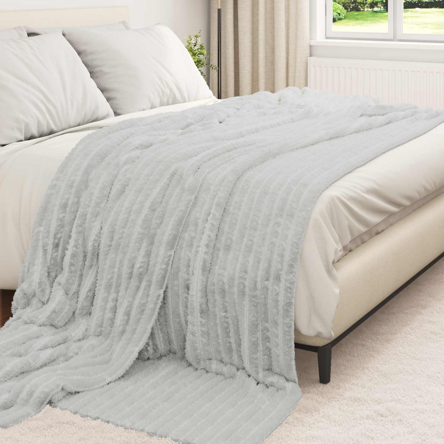 Throw Blanket Grey 240 x 220 cm Fleece