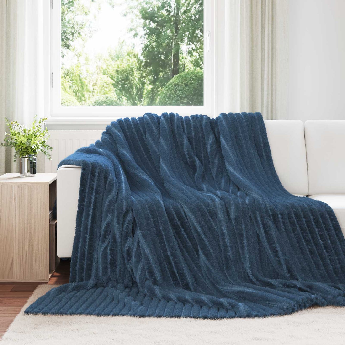 Throw Blanket Navy Blue 270 x 240 cm Fleece
