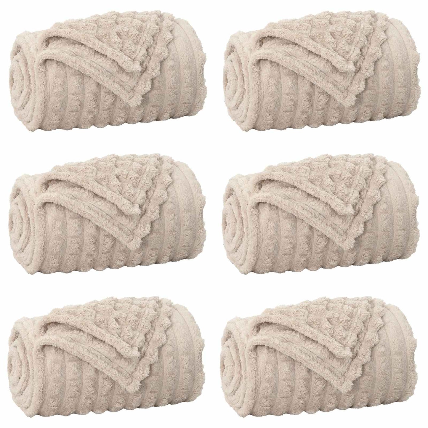 Throw Blankets 6 pcs Beige 150 x 130 cm Fleece