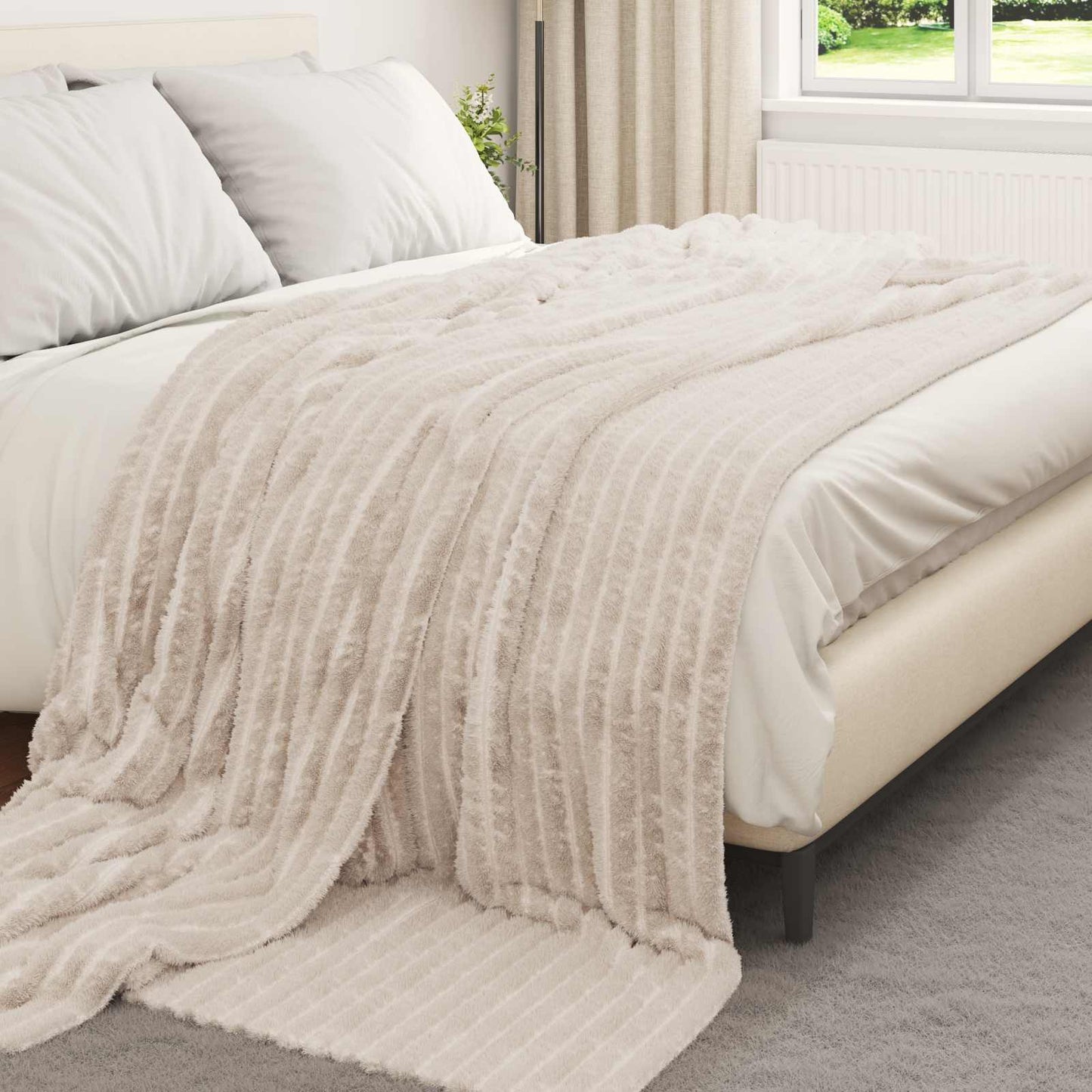 Throw Blankets 6 pcs Beige 270 x 240 cm Fleece