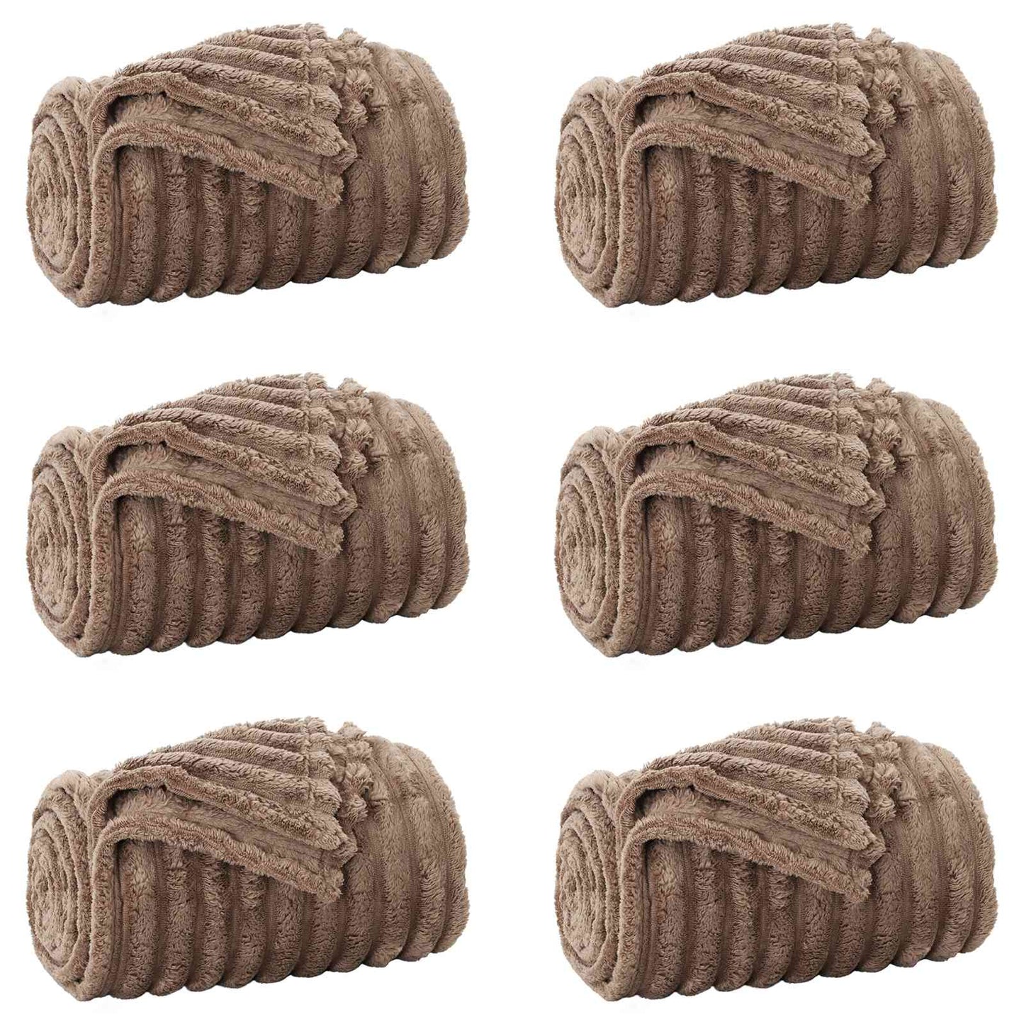 Throw Blankets 6 pcs Camel 150 x 130 cm Fleece