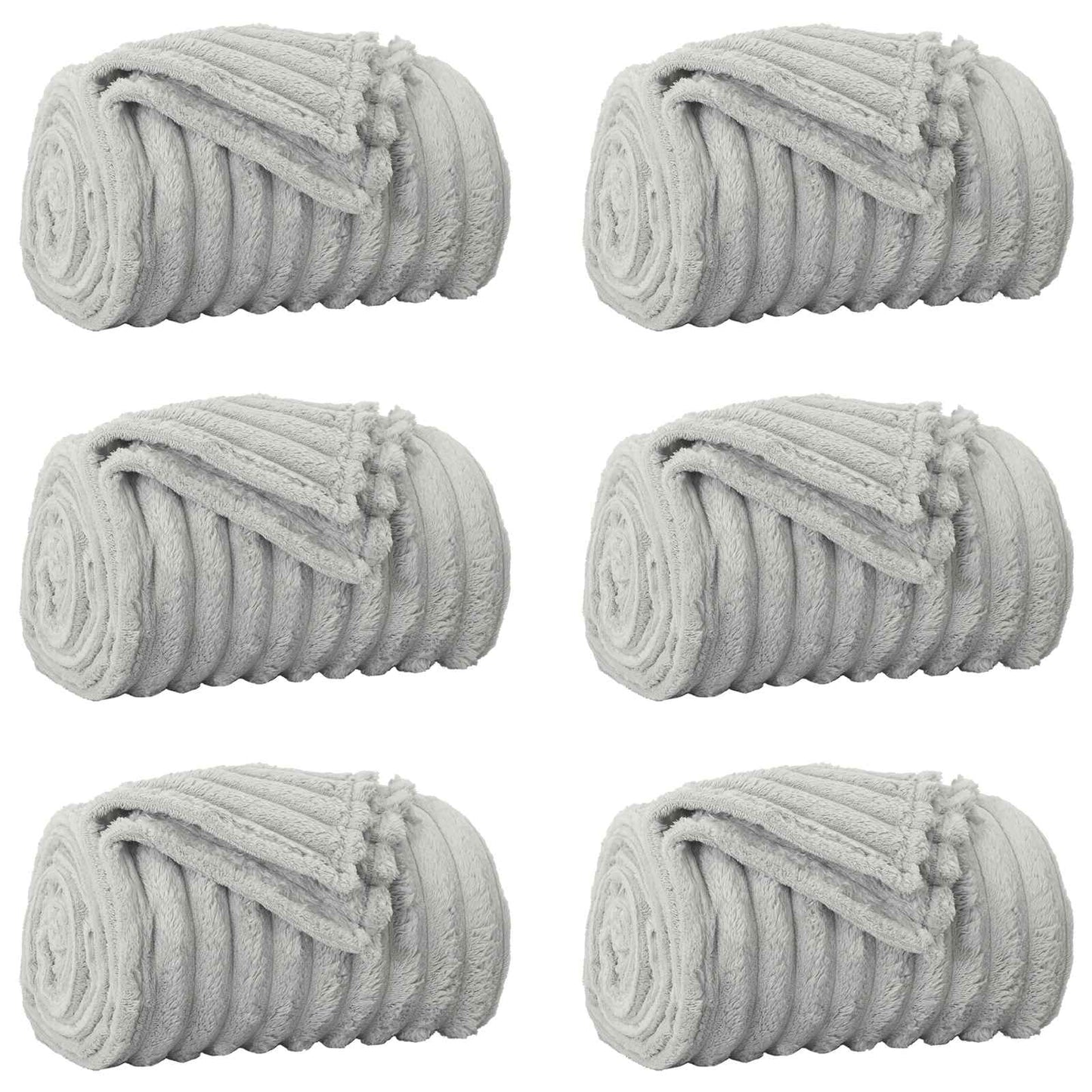 Throw Blankets 6 pcs Grey 200 x 150 cm Fleece