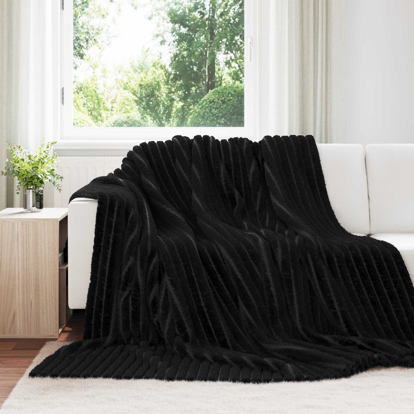 Throw Blankets 6 pcs Black 270 x 240 cm Fleece