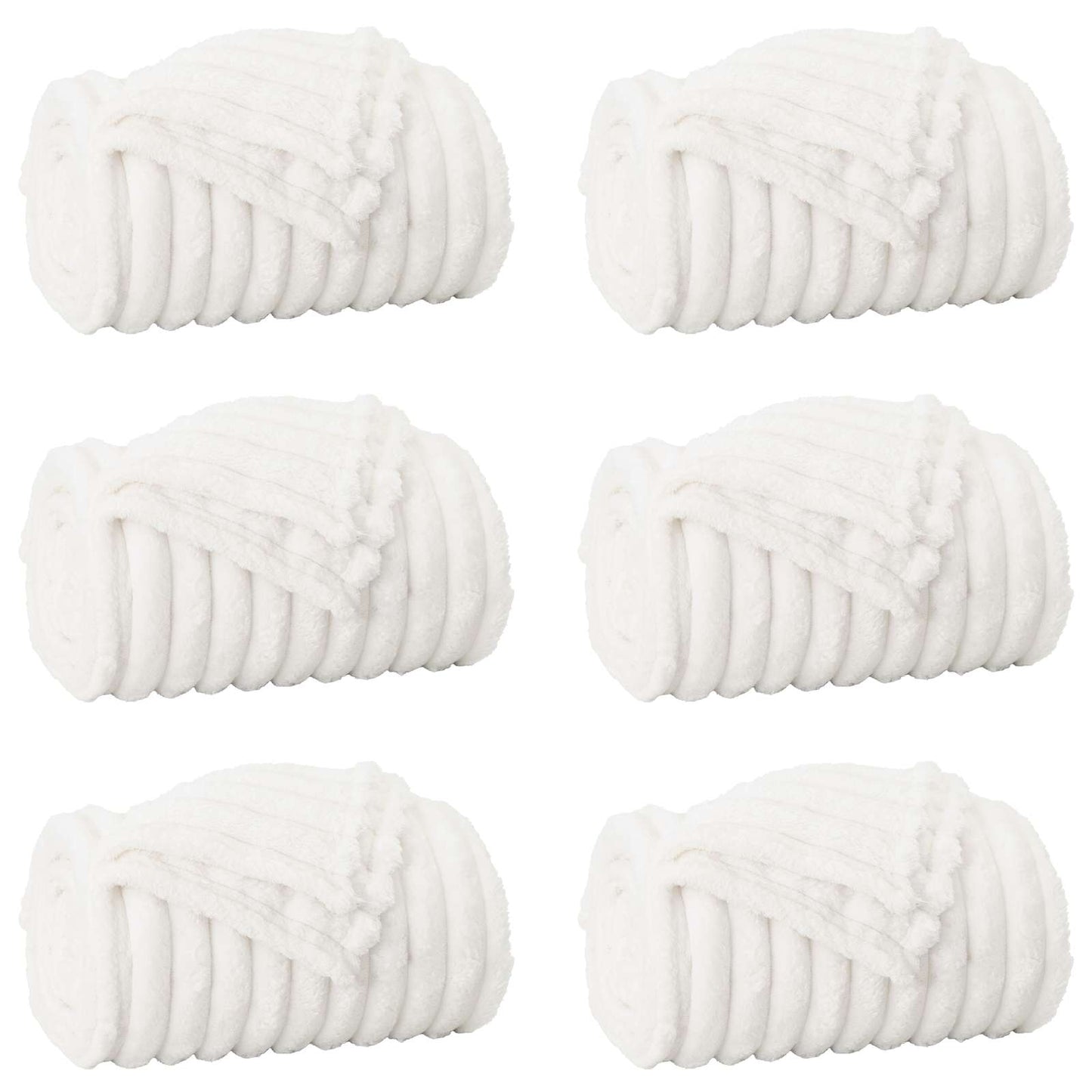 Throw Blankets 6 pcs White 200 x 150 cm Fleece