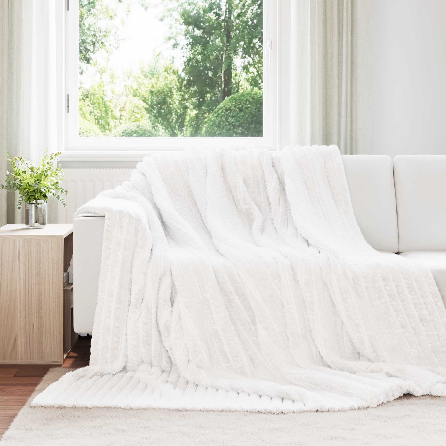 Throw Blankets 6 pcs White 240 x 220 cm Fleece