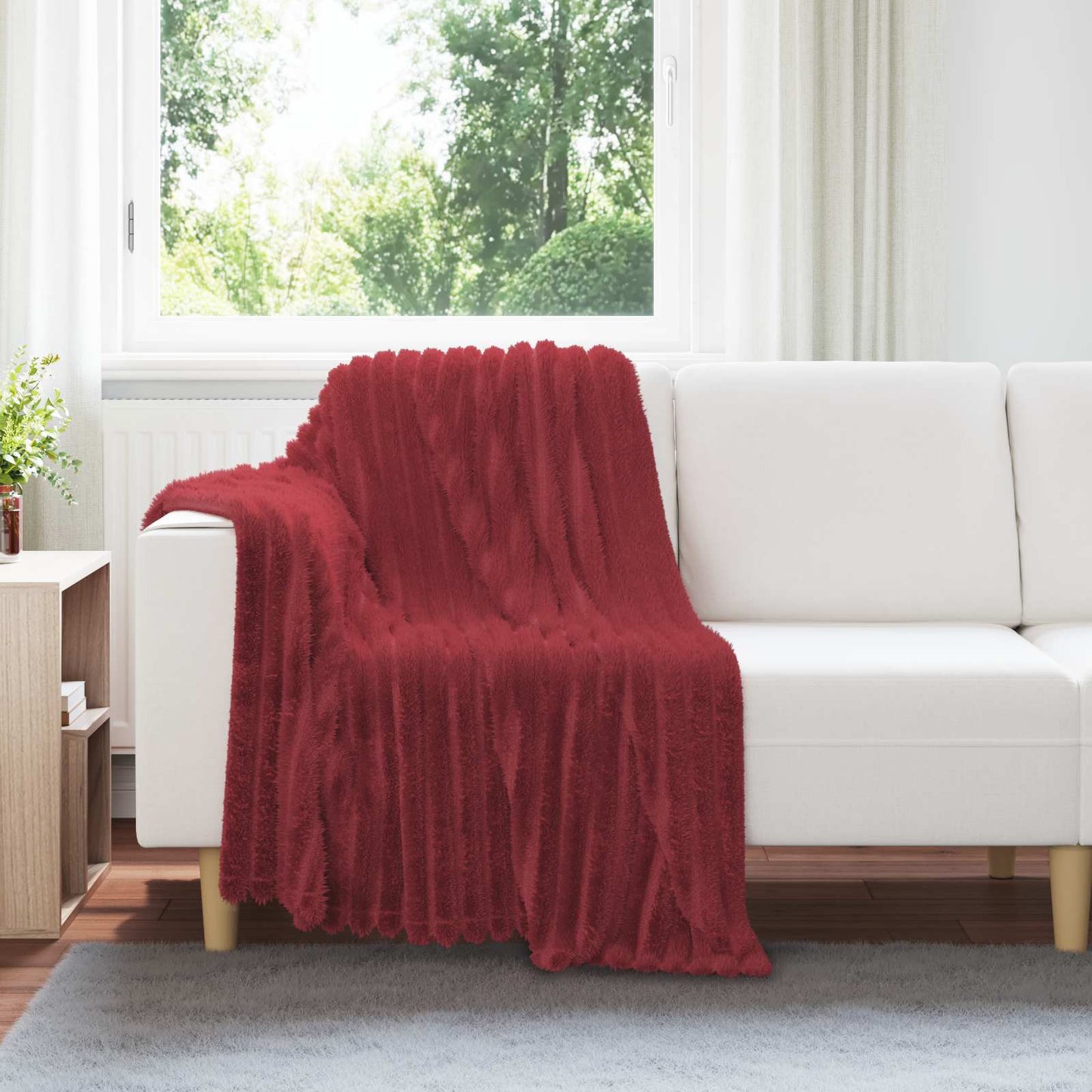 Throw Blankets 6 pcs Bordeaux Red 150 x 130 cm Fleece