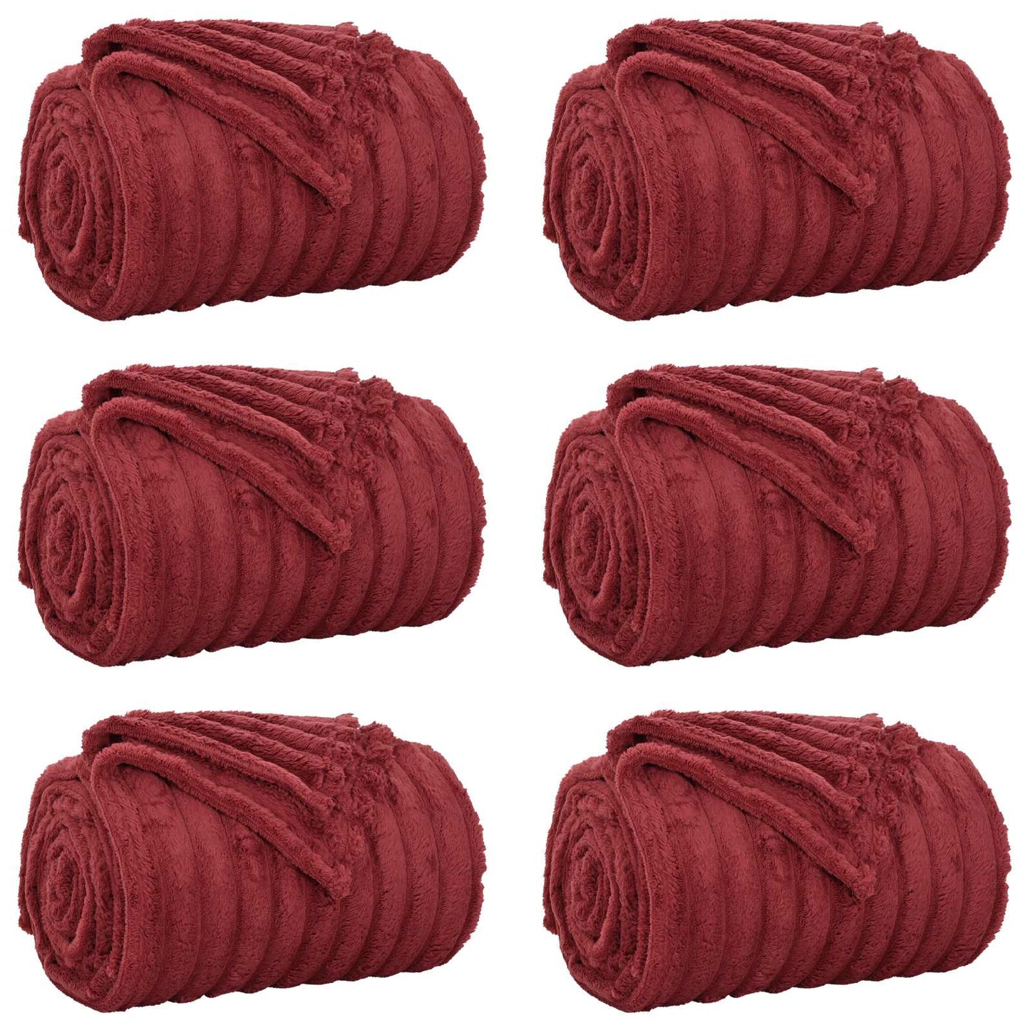 Throw Blankets 6 pcs Bordeaux Red 240 x 220 cm 8.76 kg Fleece