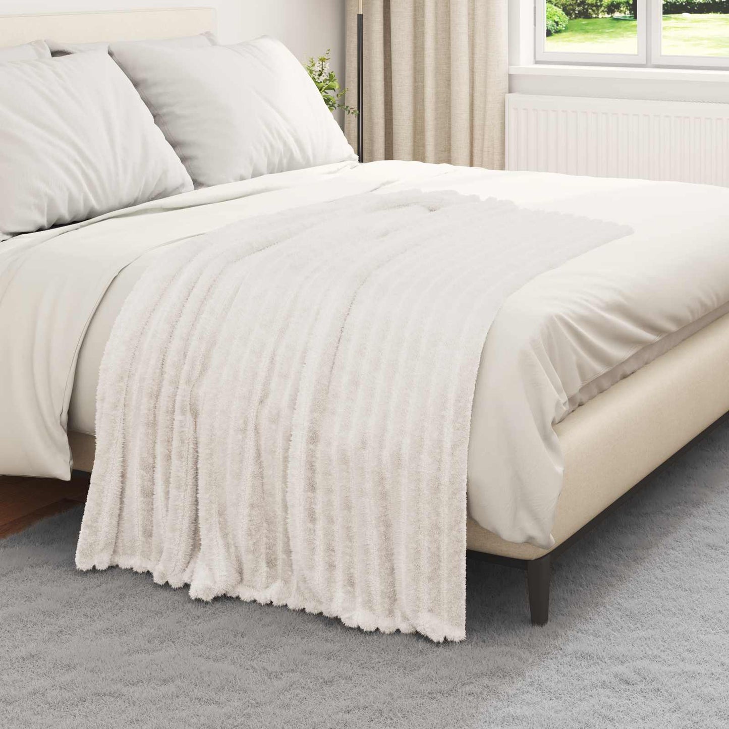 Throw Blankets 6 pcs Cream 150 x 130 cm Fleece