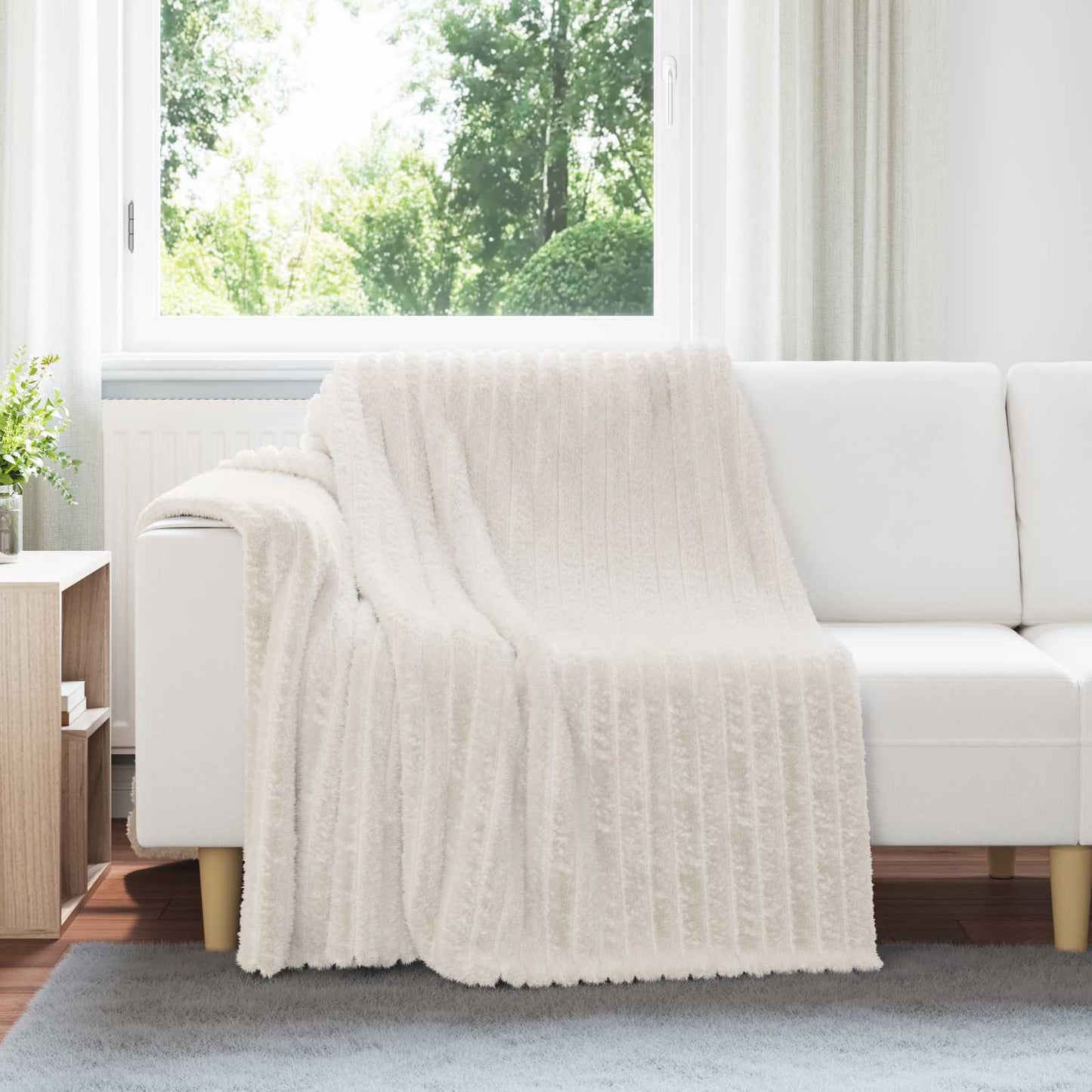 Throw Blankets 6 pcs Cream 200 x 150 cm Fleece