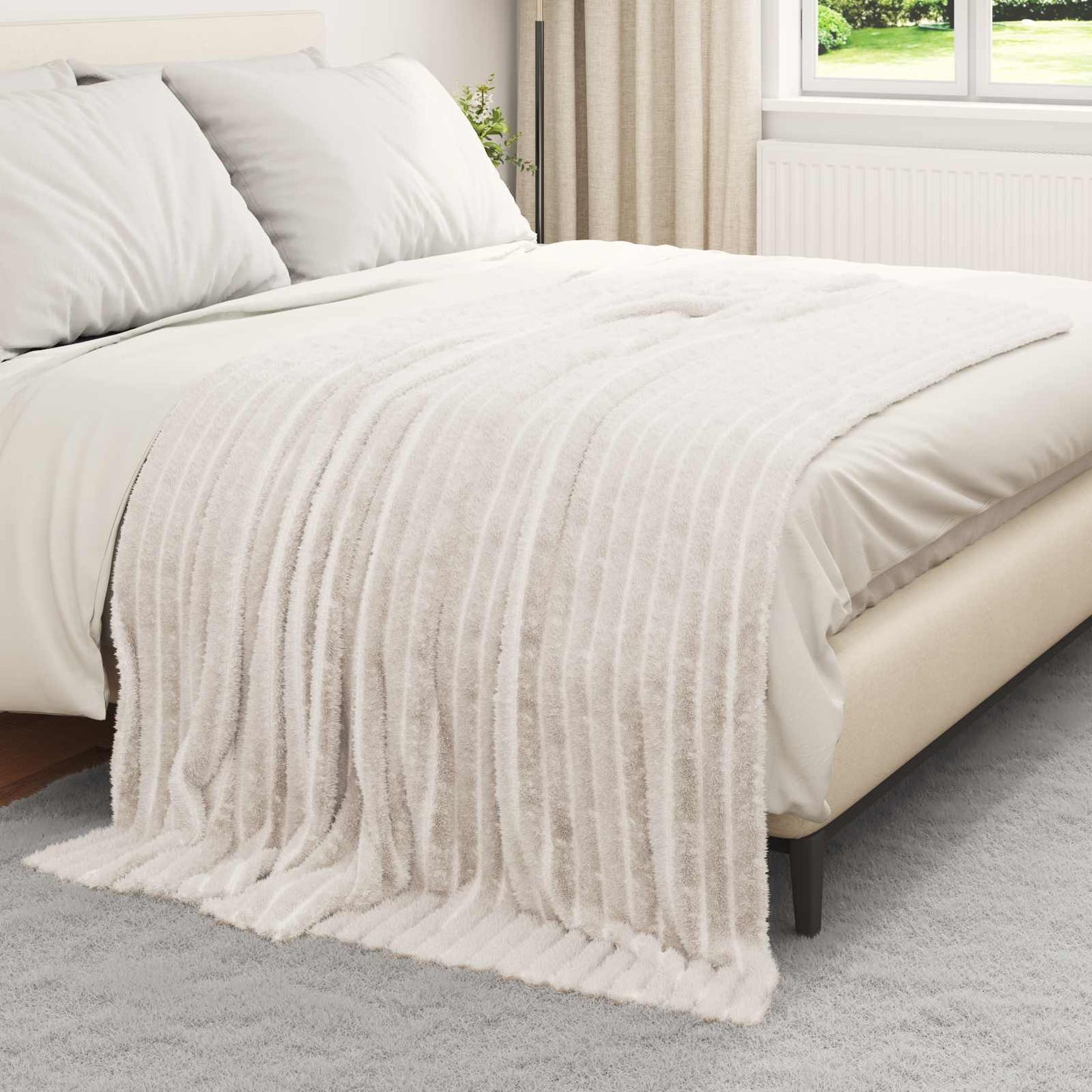 Throw Blankets 6 pcs Cream 200 x 150 cm Fleece