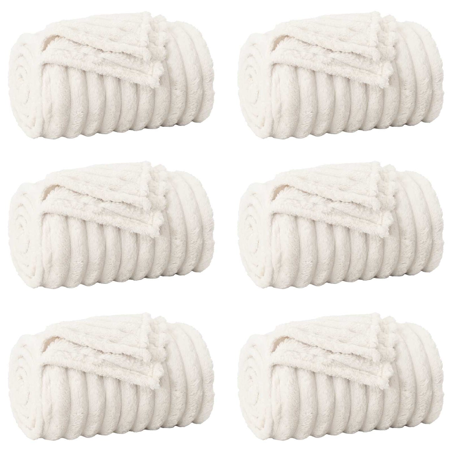 Throw Blankets 6 pcs Cream 240 x 220 cm Fleece