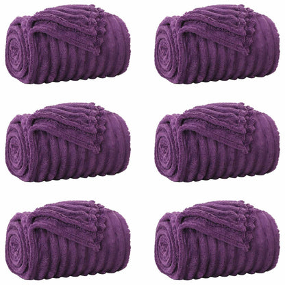 Throw Blankets 6 pcs Purple 240 x 220 cm Fleece