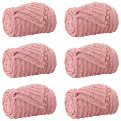 Throw Blankets 6 pcs Pink 150 x 130 cm Fleece