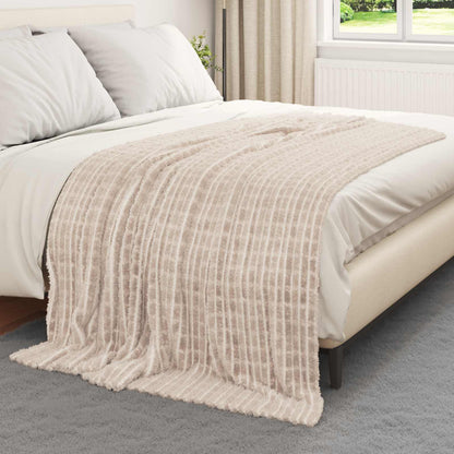 Throw Blanket Beige 200 x 150 cm Fleece