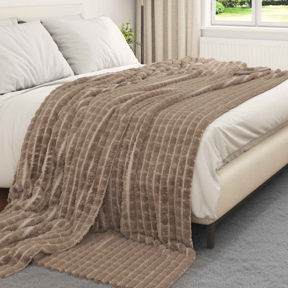Throw Blanket Camel 270 x 240 cm 1.69 kg Fleece