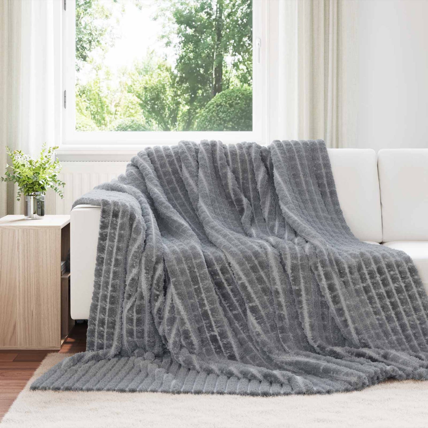 Throw Blanket Dark Grey 270 x 240 cm Fleece