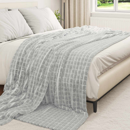 Throw Blanket Grey 240 x 220 cm Fleece
