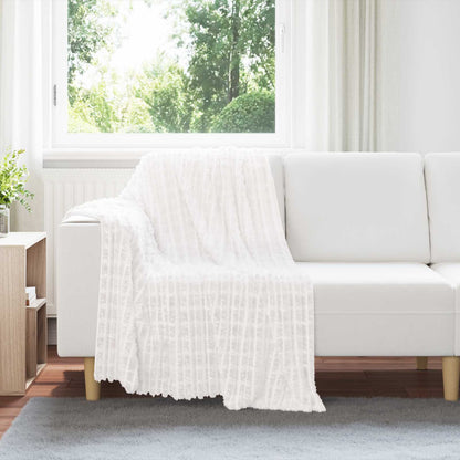 Throw Blanket White 150 x 130 cm Fleece