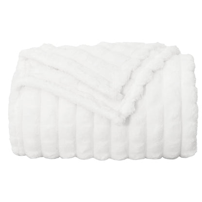 Throw Blanket White 200 x 150 cm Fleece