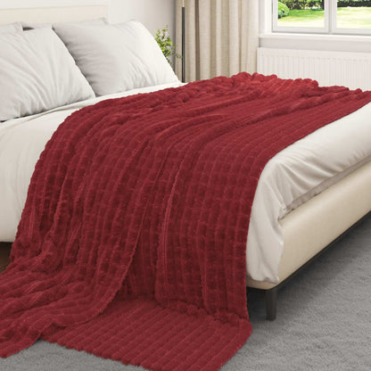 Throw Blanket Bordeaux Red 240 x 220 cm Fleece