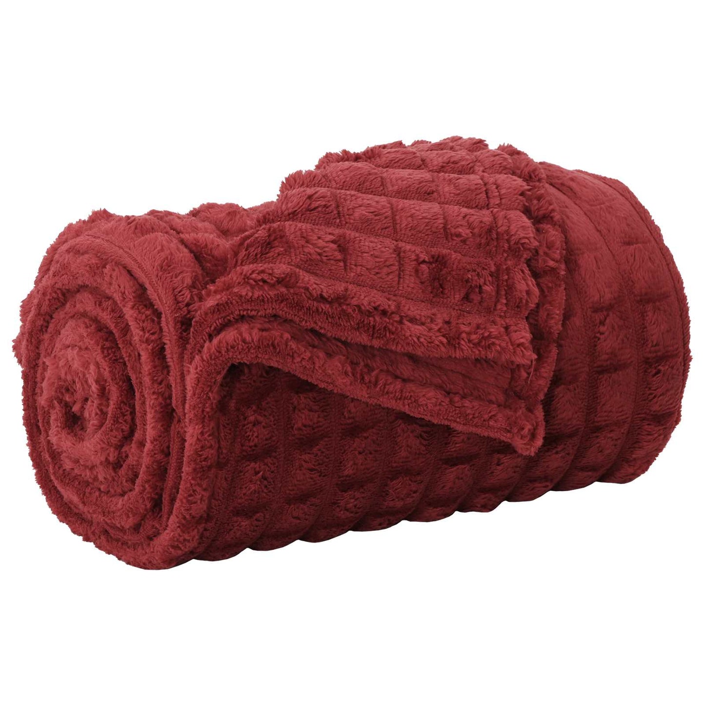 Throw Blanket Bordeaux Red 240 x 220 cm Fleece