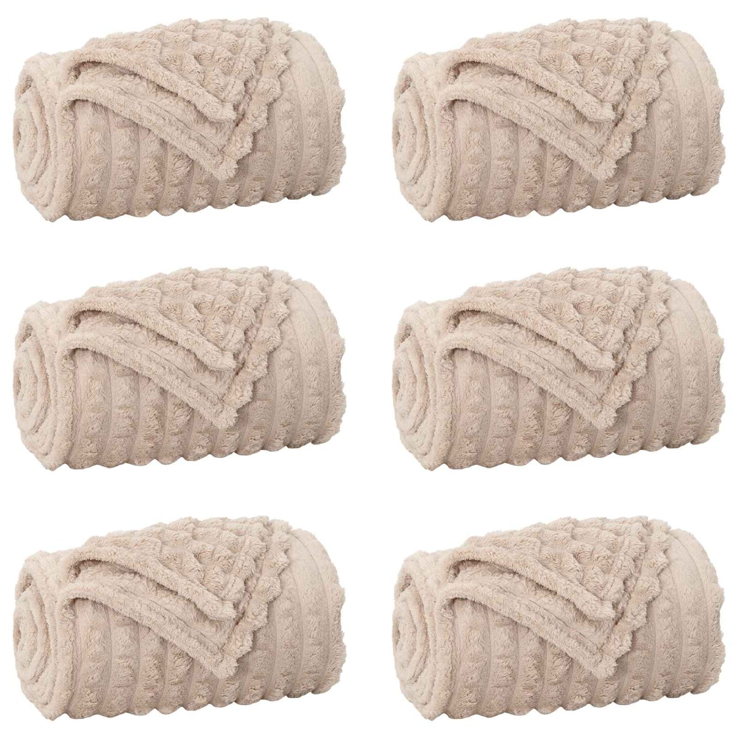 Throw Blankets 6 pcs Beige 200 x 150 cm Fleece