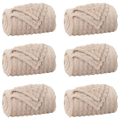 Throw Blankets 6 pcs Beige 240 x 220 cm Fleece