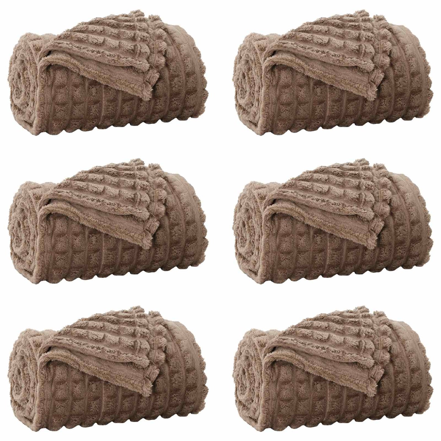 Throw Blankets 6 pcs Camel 270 x 240 cm Fleece