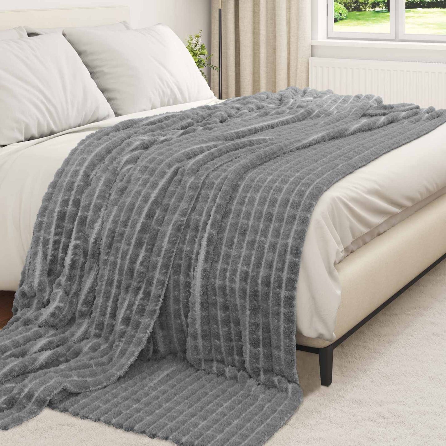 Throw Blankets 6 pcs Dark Grey 240 x 220 cm Fleece