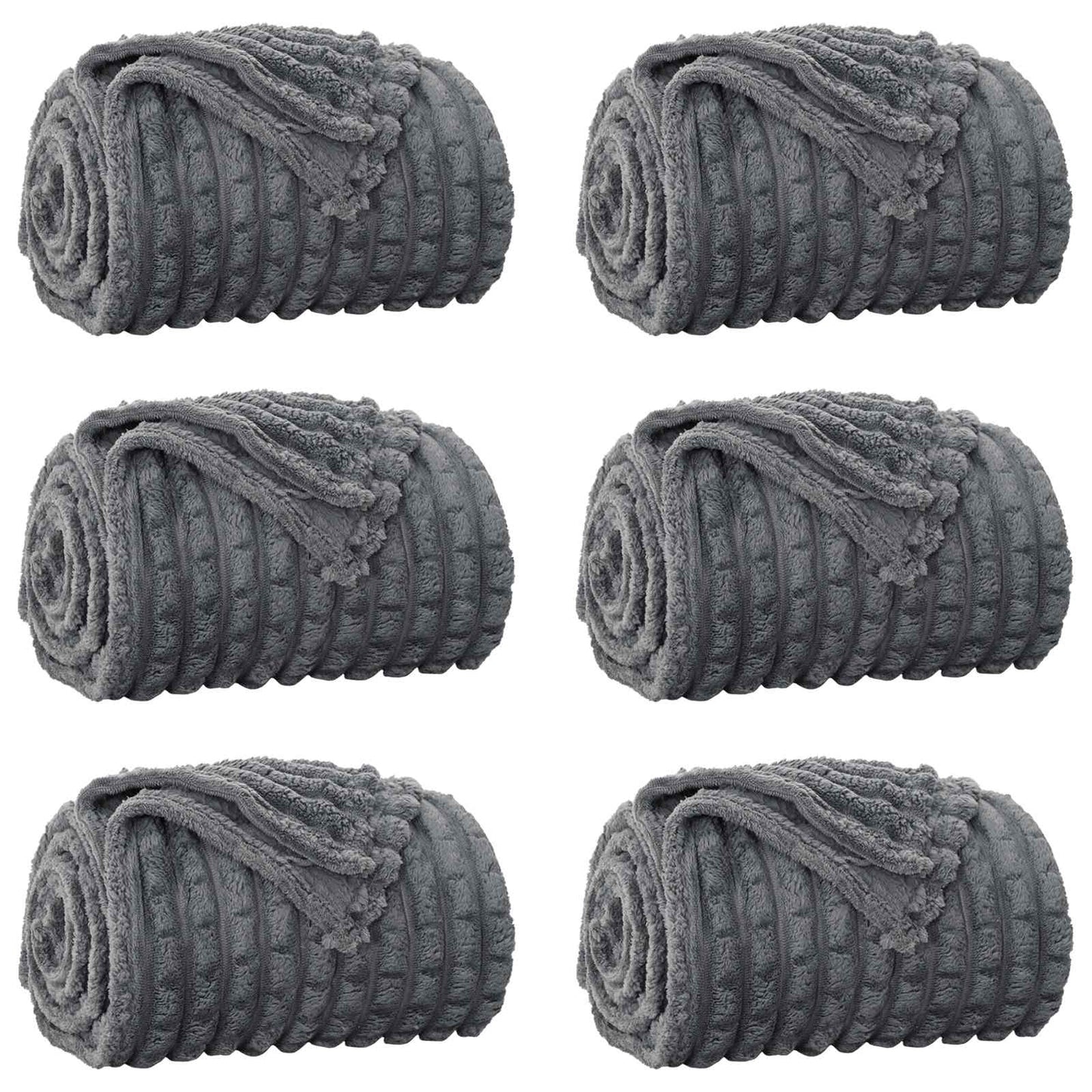 Throw Blankets 6 pcs Dark Grey 270 x 240 cm Fleece