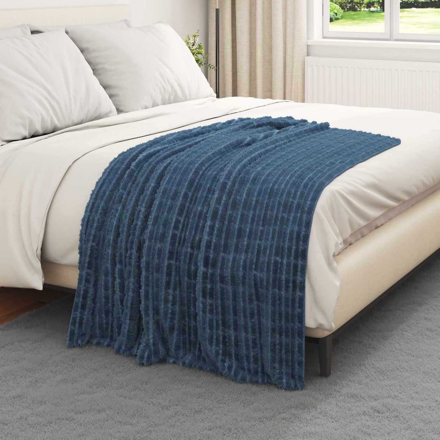 Throw Blankets 6 pcs Navy Blue 150 x 130 cm Fleece