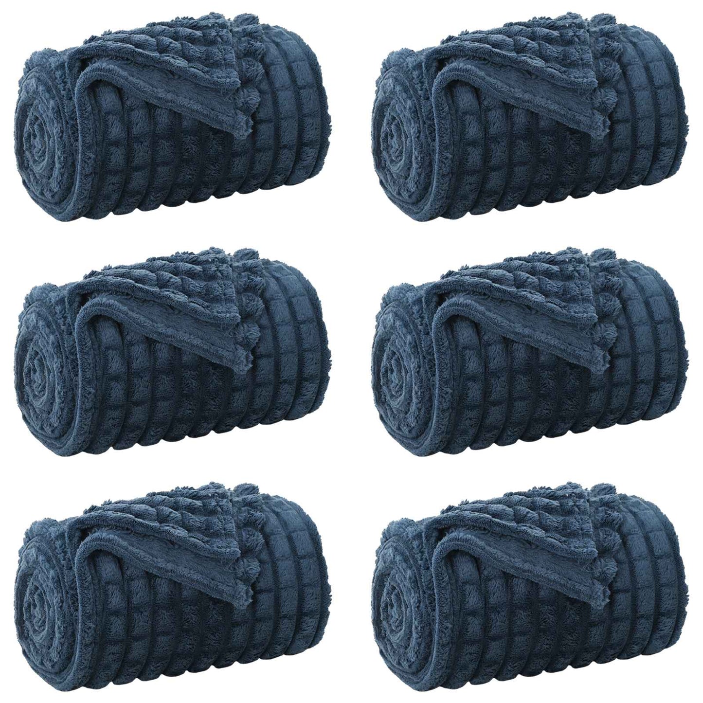 Throw Blankets 6 pcs Navy Blue 200 x 150 cm Fleece