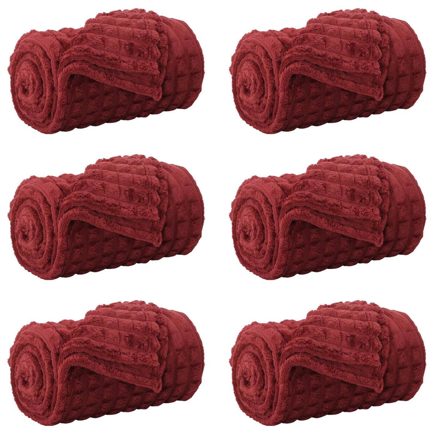 Throw Blankets 6 pcs Bordeaux Red 270 x 240 cm Fleece