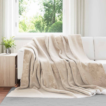 Throw Blanket Beige 220 x 240 cm Fleece