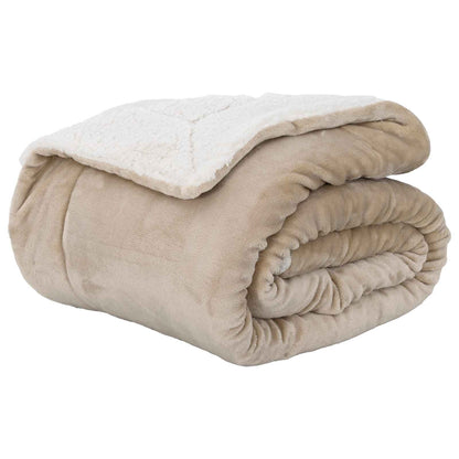 Throw Blanket Beige 220 x 240 cm Fleece