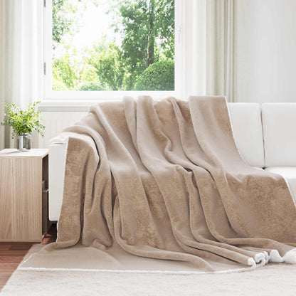 Throw Blanket Camel 220 x 240 cm Fleece