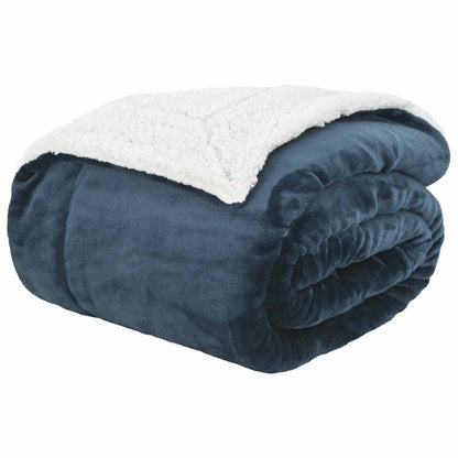 Throw Blanket Navy Blue 220 x 240 cm Fleece