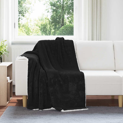 Throw Blanket Black 130 x 150 cm Fleece