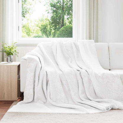 Throw Blanket White 240 x 270 cm Fleece