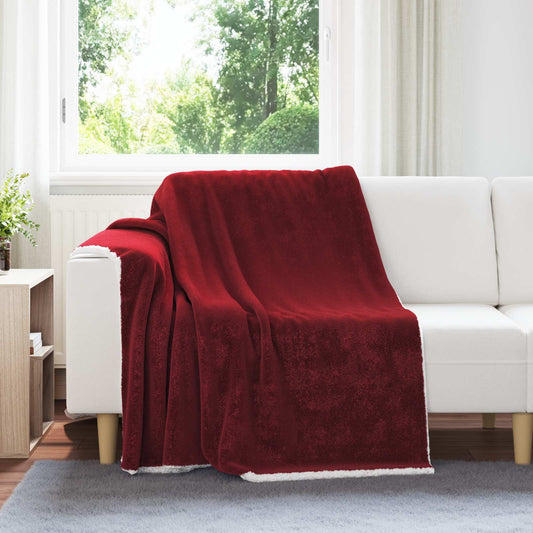 Throw Blanket Bordeaux Red 150 x 200 cm 1.64 kg Fleece