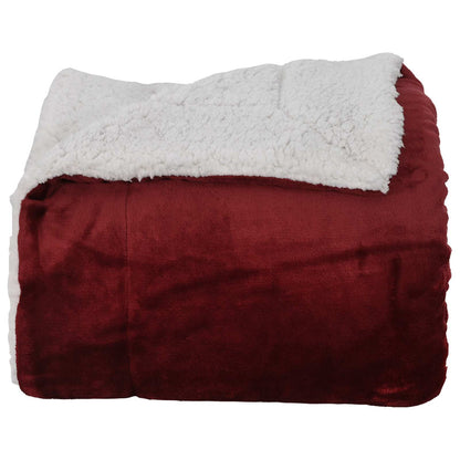 Throw Blanket Bordeaux Red 220 x 240 cm Fleece
