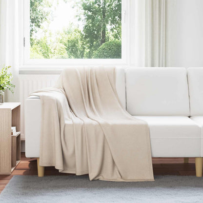 Throw Blanket Beige 170 x 130 cm Fleece