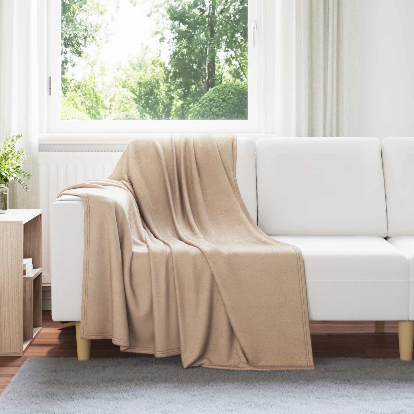 Throw Blanket Camel 170 x 130 cm Fleece