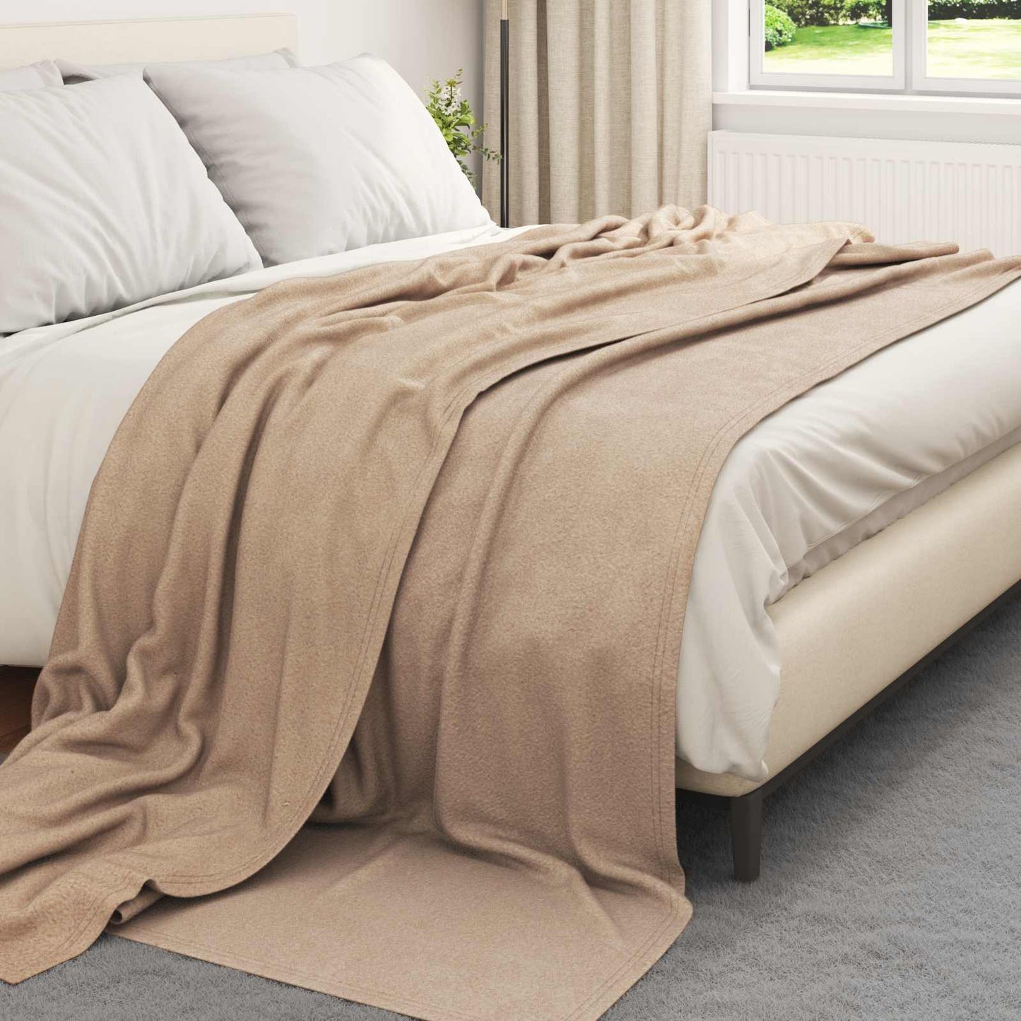 Throw Blanket Camel 240 x 220 cm Fleece