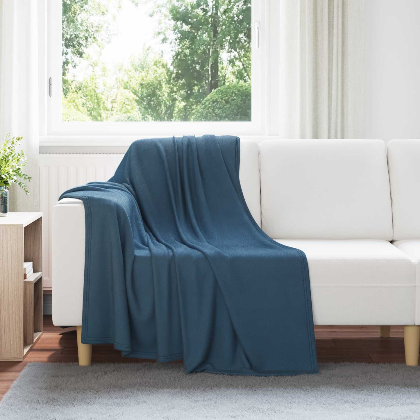 Throw Blanket Navy Blue 170 x 130 cm Fleece