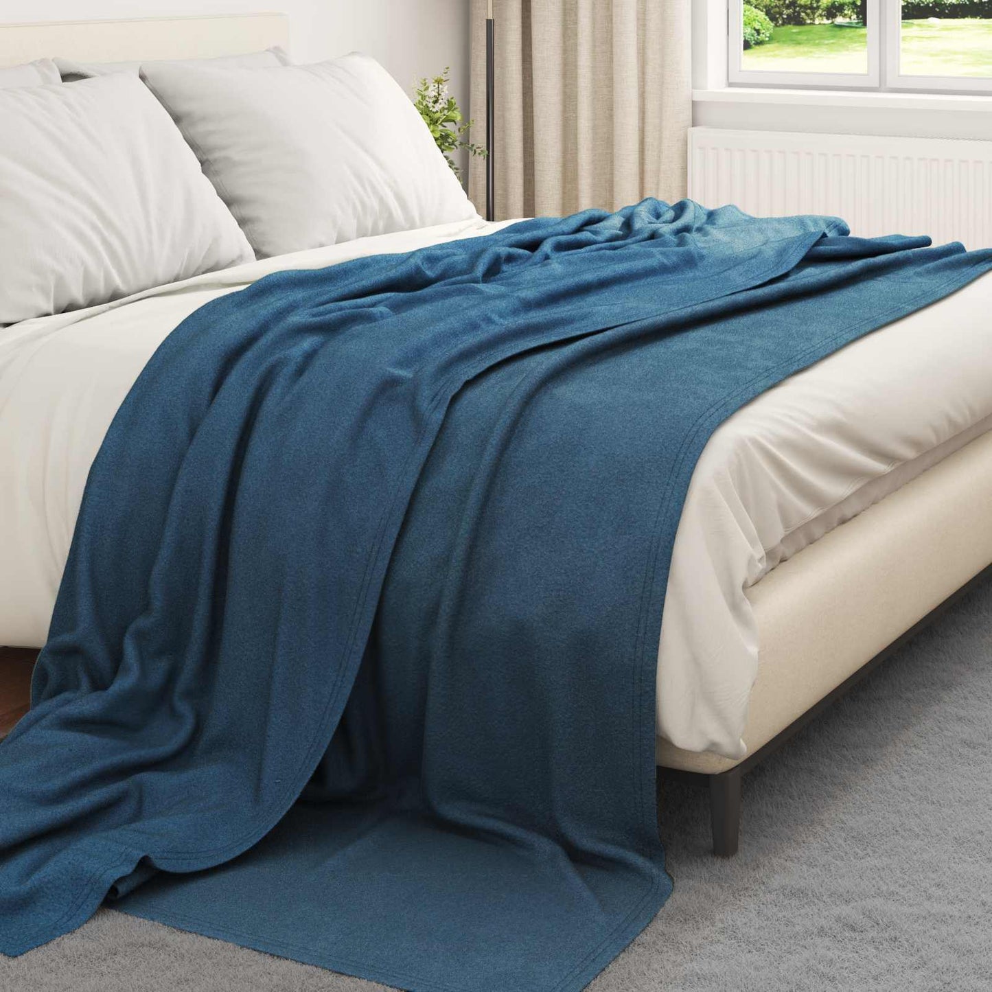 Throw Blanket Navy Blue 270 x 240 cm Fleece