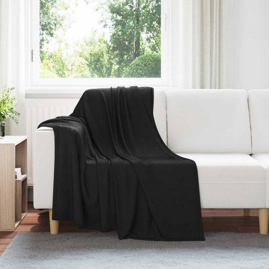 Throw Blanket Black 170 x 130 cm Fleece
